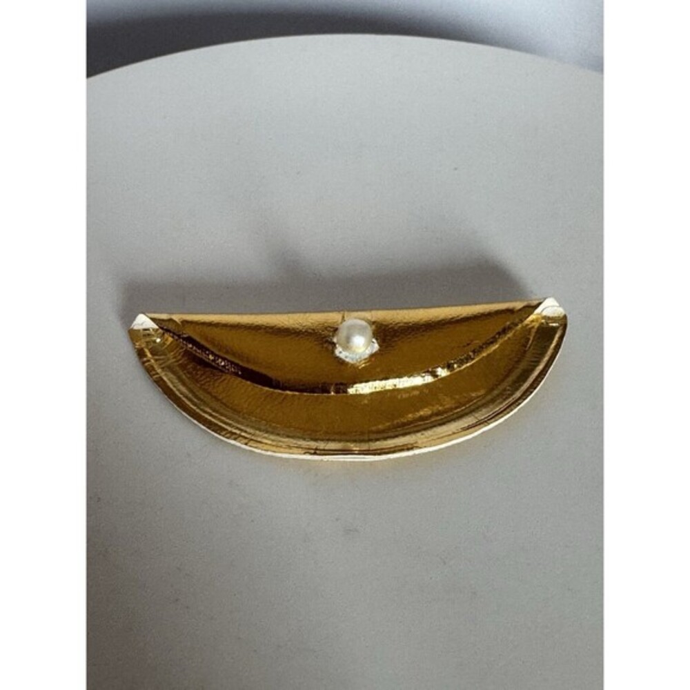 Tammys Mom Evening In Paris #9421-9 Gold Crescent Clutch Purse Pearl Japan v2